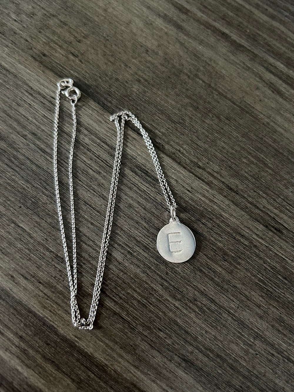 Helen Ficalora Sterling Silver “E” Necklace 18”